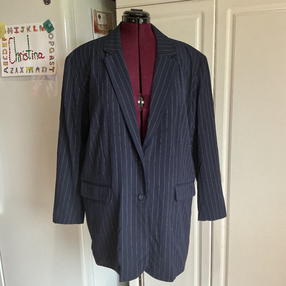 New Wild Fable Blazer Pinstripe Navy Blue Size XXL Women Notch Single Breasted
